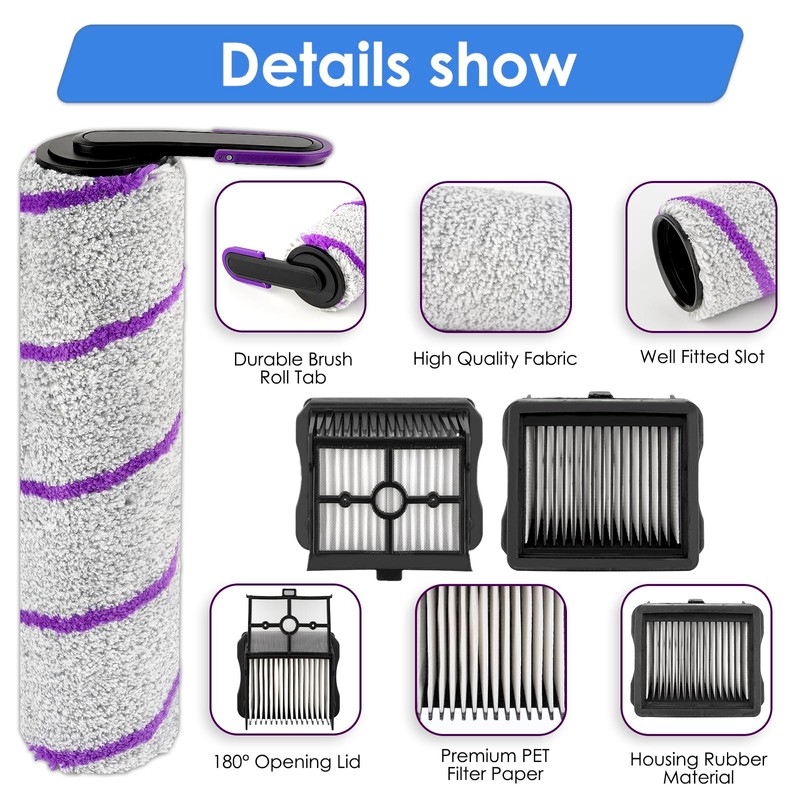 (4 Pack) S20 Pro Replacement Brush Rollers and HEPA Filters