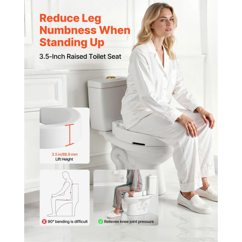 300 Lbs Load Capacity 3.5 Inch Lift Height Raised Toilet
