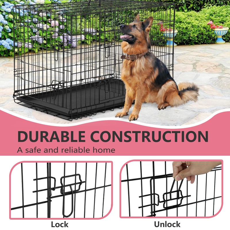 FDW Extra Large Dog Crate Dog Kennel Cage with Double