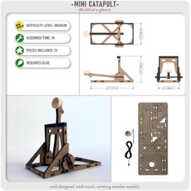 ABONG Wooden Mini Medieval Desktop Warfare Model Kits to Build – Catapult, Trebuchet, and Ballista – Includes All 3 Models - STEM Model Kits