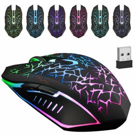 premiumwire Wireless USB Optical Mice Gaming Mouse 7 Color LED Backlit Rechargeable For PC