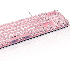 Basaltech X9-Series Pink 104-Key Full Sized Round Keycaps Wired Typewriter Mechanical Keyboard mechanicalkeyboards keyboards typewriter keyboard:_X9-PINK Single