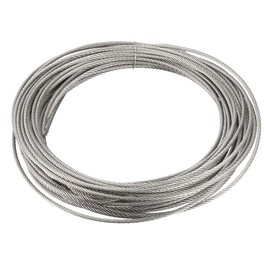 sourcing map Stainless Steel Wire Rope Cable 2mm 0.08 inch Dia 32.8ft 10m Length 14 Gauge 304 Grade for Hoist Lifting Grinder Pulley Wheel