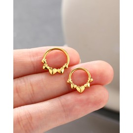 Jewseen Septum Rings Heart Cartilage Earrings 316L Stainless Steel Ear Piercing 16G Daith Helix Conch Piercing Earrings, Stainless Steel