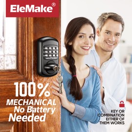 Keyless Entry Keypad Deadbolt - Digital & Mechanical Door Lock, Low Power Risk-Free (Black)