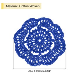 uxcell Crochet Doilies, 8Pcs 4" Cotton Woven Fabric Coasters, Lace Round Handmade Coasters with Floral Pattern for Wedding Party Decoration (Bright Blue)