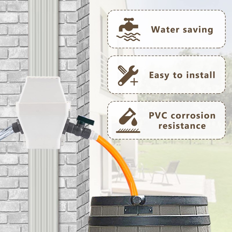 Rain Barrel Diverter, RainWater Collection System Fits for 2x3 or
