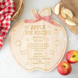 Apple Pie Recipe Serving Board – Practical and Charming Design – Perfect for Baking Days – Great for Entertaining – Thoughtful Gift for Bakers – Durable and High-Quality Wood
