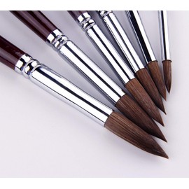 Artist Paint Brushes-Superior Sable Hair Artists Round Point Tip Paint Brush Set Watercolor Acrylic Painting Supplies