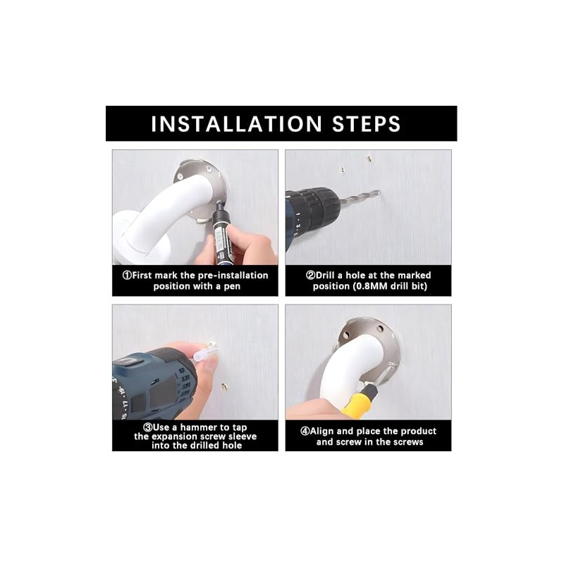 Bathroom Grab Rails and Bars - Anti-Slip Grip and Hand