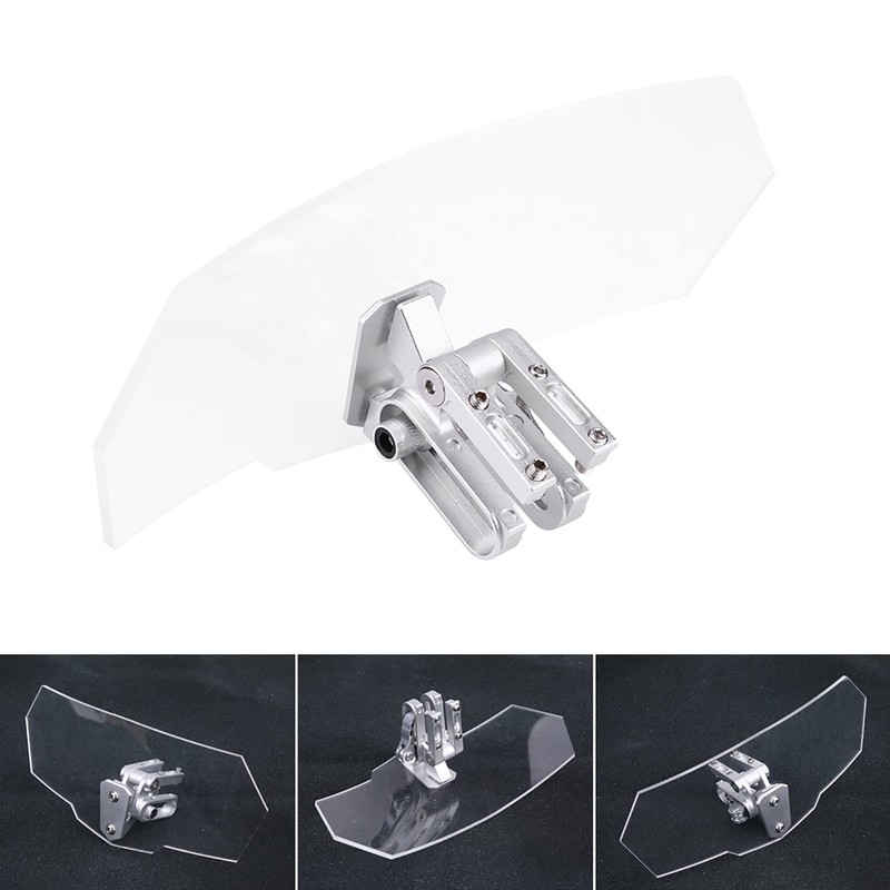 Motorcycle Wind Deflector, Motorcycle Windscreen, Adjustable, Clip-On Windscreen Extension, Universal