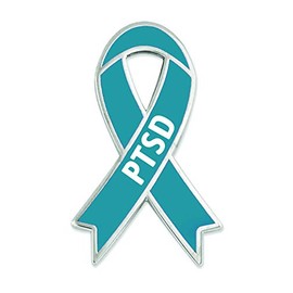 PinMart's PTSD Teal Awareness Ribbon Enamel Lapel Pin