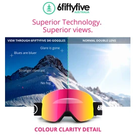 6fiftyfive - Ski Goggles Men and Women - Frameless, Full REVO Coating, Anti Fog, Magnetic Quick Change Lens, 100% UV400, OTG - Ski, Snowmobile and Snowboard