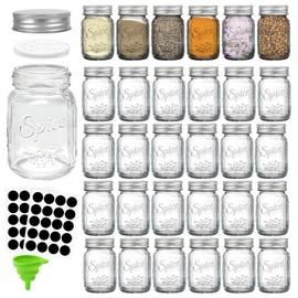 Coloch 30 Pack 4 Oz Glass Mason Spice Jar with Shaker Lids& Labels, Empty Spice Bottle with Airtight Metal Caps and Collapsible Funnel for Herbs & Spices