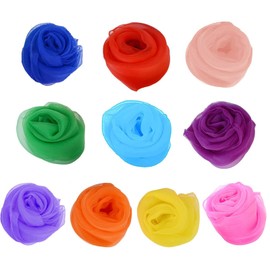 DFsucces Chiffon Silk Scarf, 10 Colors, Floating Scarf, Litomic, Dance, Play, Children, Scarf, Dance, Exercise, Juggling, 23.6 x 23.6 inches (60 x 60 cm), 10 sheets