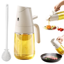 2 in 1 Oil Sprayer for Cooking Oil, 300 ml Oil Bottle with Cleaning Brush, Oil Sprayer 300 ml, Oil Atomiser, Oil Bottle with Spout and Sprayer, Oil Sprayer Bottle for Grilling/Salad Making/Cooking