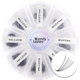 Premade Volume Fan for Eyelash Extension: 500 Handmade Fans, Loose Lash, Wend Lashes, SM-Black-500-8P-D-9-16mm-0207