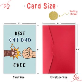 Cute Fathers Day Cards Gifts from Cat, Funny Cat Dad Gifts for Men, Humor Father’s Day Card for Cat Lover, Unqiue Birthday Card for Pet Owner