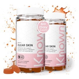 Clear Skin Gummies by Known Nutrition | Natural Support for Sensitive & Acne-Prone Skin | Delicious Natural Orange Flavour | 60 Two-a-Day Vegetarian Vitamin Gummies (Two Month’s Supply)