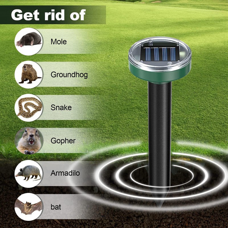8 Pack Snake Repellent, Mole Repellent Solar Powered Ultrasonic, Gopher