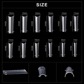 KADS 120PCS Clear Full Cover Dual Nail System Form UV Gel Acrylic Nail Art Mold Artificial Nail Tips with Scale for Extension (MODEL 10)
