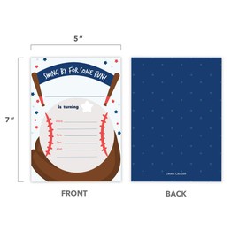 Baseball Style 1 Happy Birthday Invitations Invite Cards (10 Count) With Envelopes Boys Girls Kids Party (10ct)
