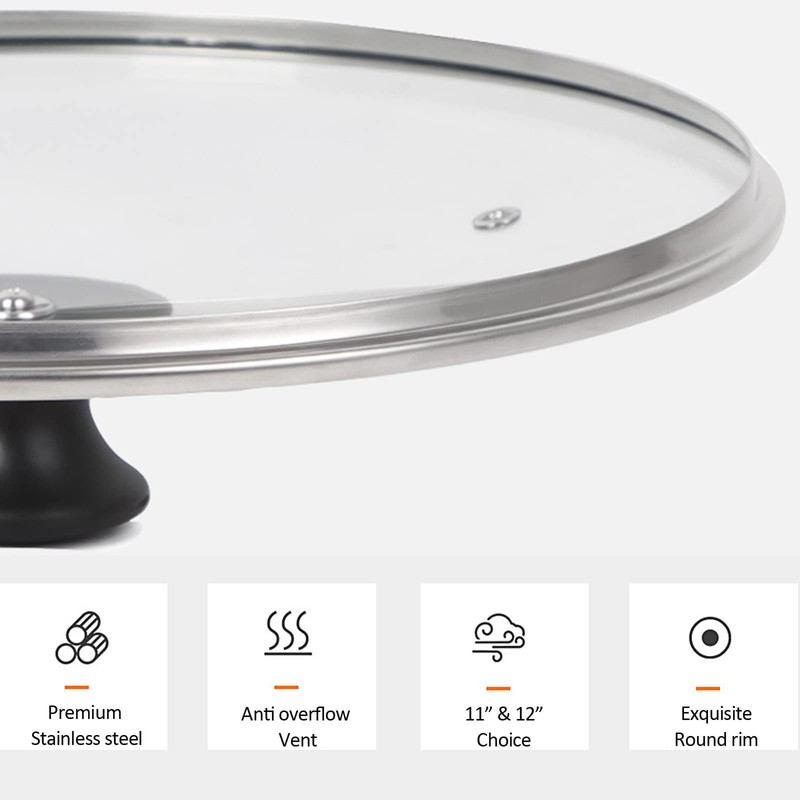 Glass Lid for 10.25 in Frying Pan, Tempered Replacement Top