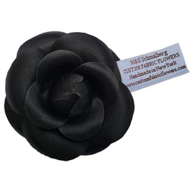 M&S Schmalberg Camellia Silk Fabric Flower Pin Brooch Flower. Black Camellia Brooch Pin - Hand-made in New York's Garment Center (American Made)