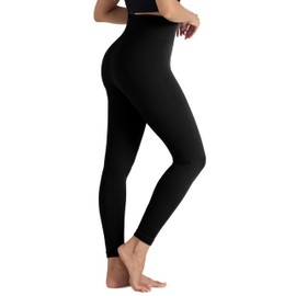 Fuwenni Womens High Waisted Seamless Workout Pants Tummy Control Gym Yoga Leggings Black S