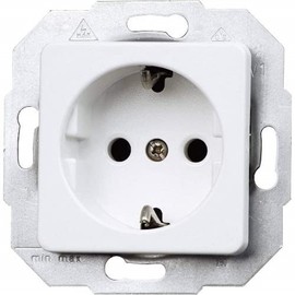Kopp Europa 1 Single Socket for Household Use, 250 V (16A) IP20 Earthing Contact Socket, Flush-Mounted, Easy Wall Mounting, Arctic White, 113613087