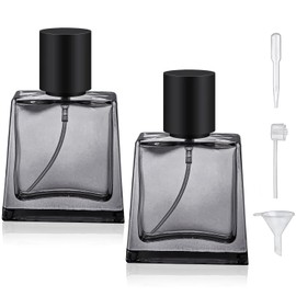 Yerpkefey 2Pack 30ml/1.0 Oz Colorful Glass Spray Bottle Perfume Atomizer,Travel Refillable Perfume Bottles Empty Cute Spray Bottles (Light Grey)