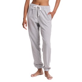 JOE BOXER Womens French Terry Jogger Pants with Cuffed Bottoms - Comfortable Lounge Wear for Women (Heather Grey, Small)