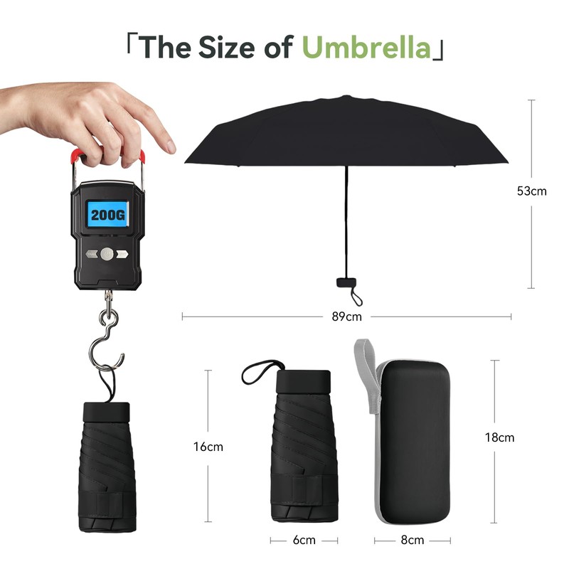 OHHXGK Mini Umbrella, Small UV Folding, Protection from Wind and