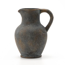 SIDUCAL Jarrón de Cerámica Rústico de Granja con Asa, Jarrón de Terracota, Jarrones Decorativos Minimalistas para Decoración del Hogar, Mesa, Boda, Sala de Estar, Estante, Decoración(BD)