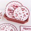 100 pcs Romantic Heart Valentines Plates and Napkins and Cups