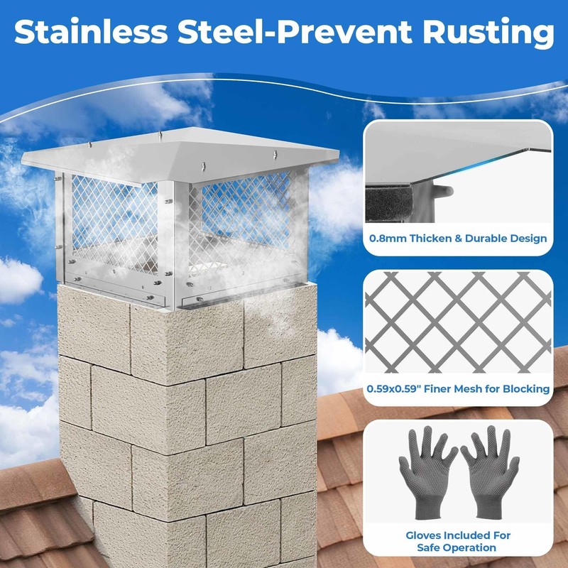 Fuairmee Premium 13" x 13" Chimney Cap, Stainless Steel Chimney