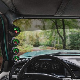 GlowShift Black Quad Pillar Gauge Pod Compatible with Ford F-Series F-250 F-350 Power Stroke 1992-1997 - ABS Plastic - Mounts (4) 2-1/16" (52mm) Gauges