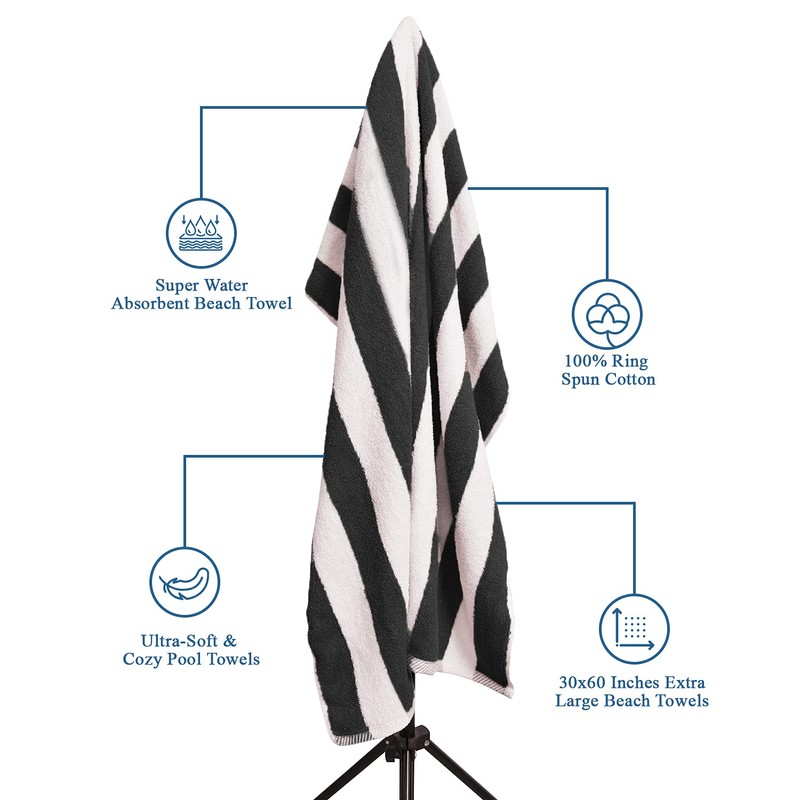 DAN RIVER Premium Stripe Cabana Bath Towels Pack of 4