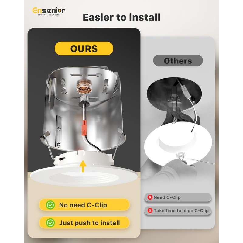 Ensenior 5/6 Inch 5CCT LED Can Lights with Night Light