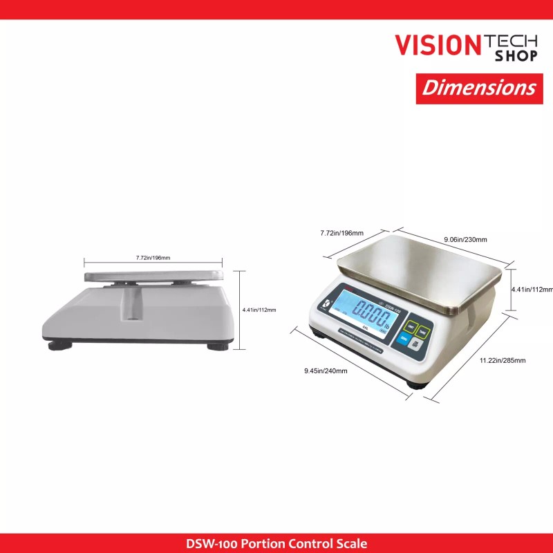 VisionTechShop DSW-100 Portion Scale, Single LCD Display, NTEP&NSF Certified -