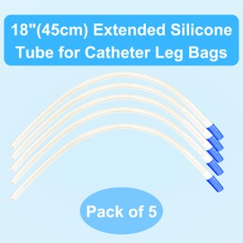 5-Pack 18 Inch Leg Bag Extension Tubing - Sterile, Latex-Free, Medical-Grade Silicone - 45cm Length with Connector Catheter Supplies Tubes