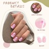 Kabwea Press On Nails Short Square Fake Nails with Flower