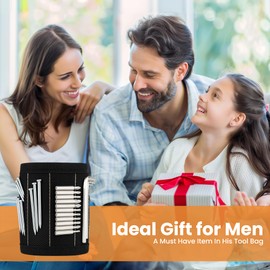 1PC Magnetic Wristband for Tools Holding Screws Bits Drill Nail,Magnets Holds for Dad Husband Craftsmen - Great Gift for Men Christmas Stocking Stuffers (5-Row of Magnets, Black)