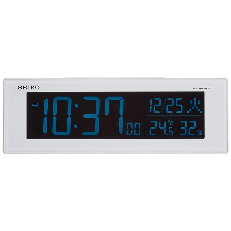 Seiko Clock DL305W Radio Controlled Digital Alarm Clock, Desk Clock,