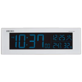Seiko Clock DL305W Radio Controlled Digital Alarm Clock, Desk Clock, Color LCD, 02: Pearl White, AC Powered, Size: 2.9 x 8.7 x 1.8 inches (7.3 x 22.2 x 4.5 cm)