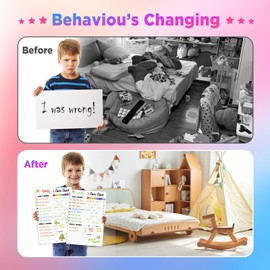 Magnetic Chore Chart for Kids with 8 Markers,3 Pack 8"x12" Chore Chart for Kids Multiple Kids, Behavior Chart for Kids at Home, Responsibility Chart for Kids/Teens/Adults, White Chore Board