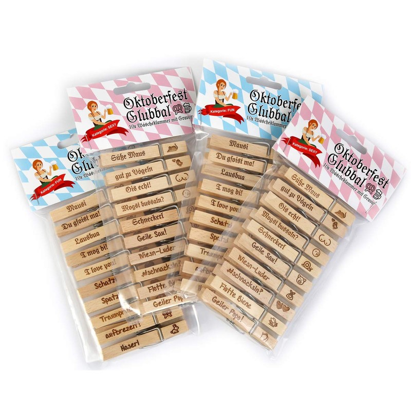 SNEG Oktoberfest Glubbal Clothes Pegs with Engraving and Motif for