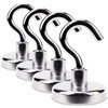 Sensei Pack of 4 Neodymium Magnets with Hooks, Diameter 32
