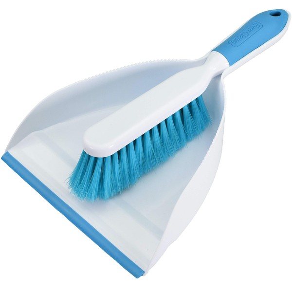 EVERCLEAN Dustpan & Brush Set - Professional Grade Ergonomic Brush Design & Soft Molded Lip for Maximum Efficiency - Aqua/White (6670)