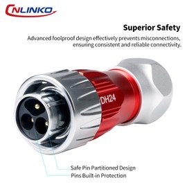 CNLINKO DH-24 3-Pin Industrial Waterproof Connectors, IP68 Circular Connectors, Carbide Anti-Interference Housing, Quick Plug Aviation Plug, M24 Panel Mounting Flange Socket